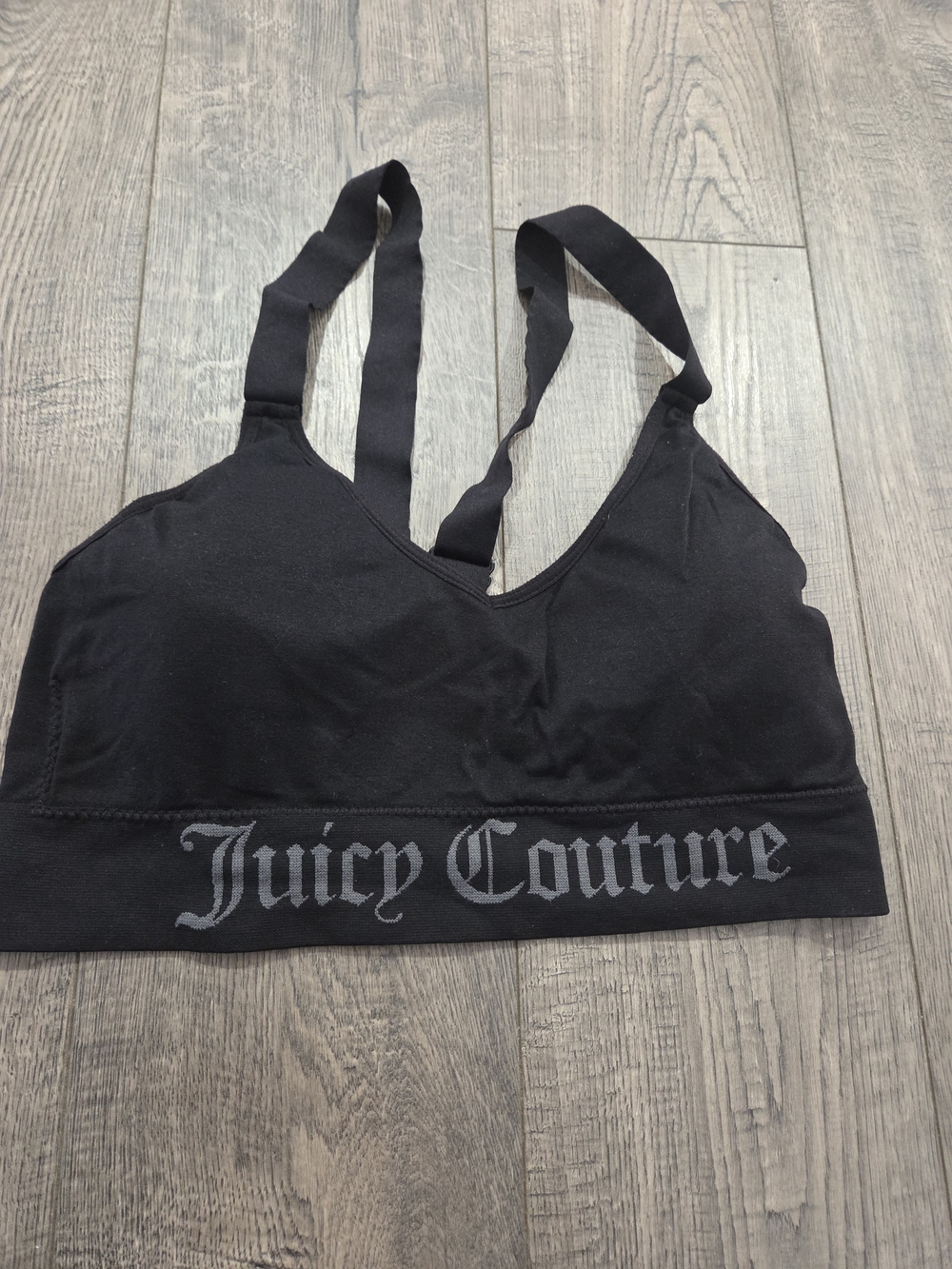 Juicy Couture Lightweight Adjustable Bralette Size Small Black Grey